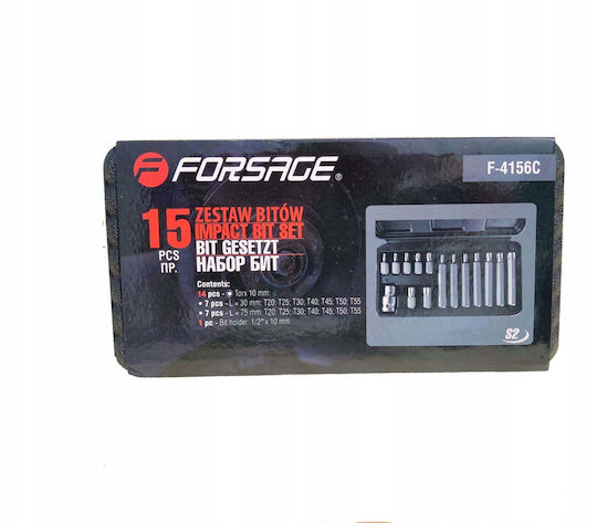 Forsage Комплект Винтовертни Битове Torx 15 Бройки T20-t55 L 30/75mm