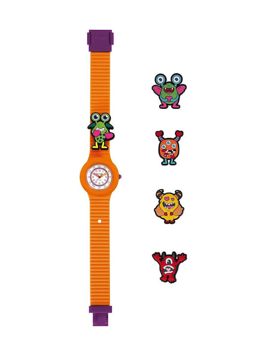 HipHop Analog Kinderuhr Orange mit Silikonarmband