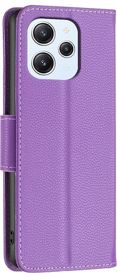 Binfen Color Xiaomi Redmi 12 4G Premium Leather Wallet Purple Mobile Phone Case