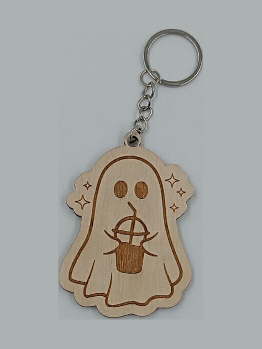 Wooden Halloween Keychain Ghost Suga Style Wooden Halloween Keychain Ghost Suga Style