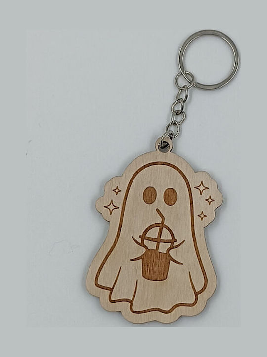Wooden Halloween Keychain Ghost Suga Style
