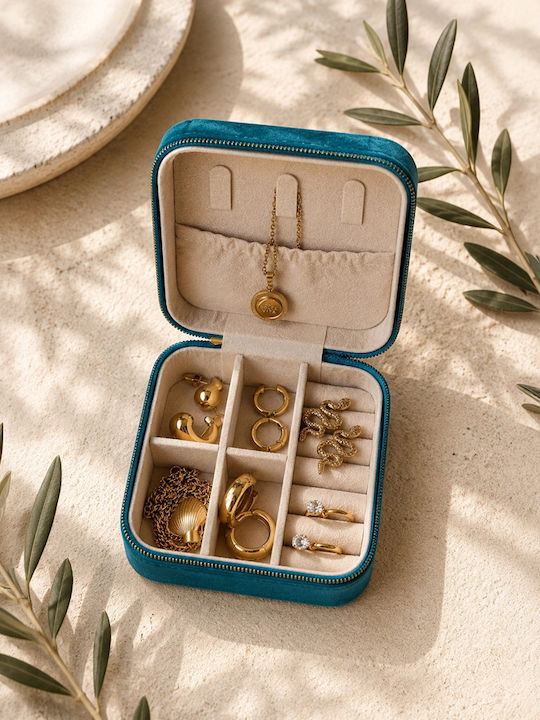 Duestelle Italia Travel Jewellery Box Velvet Blue