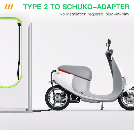 Ev Aohewei Tip 2 La Schuko Cablu de încărcare 16a 250v 3.5kw Adaptor pentru stație de încărcare Iec 62196 Cablu Tpu 60 Cm Protecție Ip55 Compatibil cu mașini electrice Scutere Biciclete electrice Încărcare rapidă