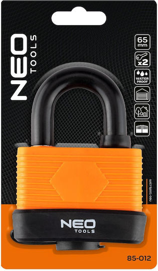 NEO Plastic Brass Padlock with Key 65mm