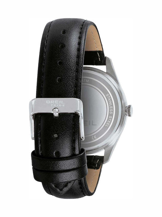 Breil Men's Battery Watch with Black Leather Strap