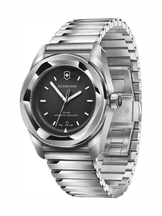 Digital Men's Watch 39mm Solar with Silver Stainless Steel Bracelet