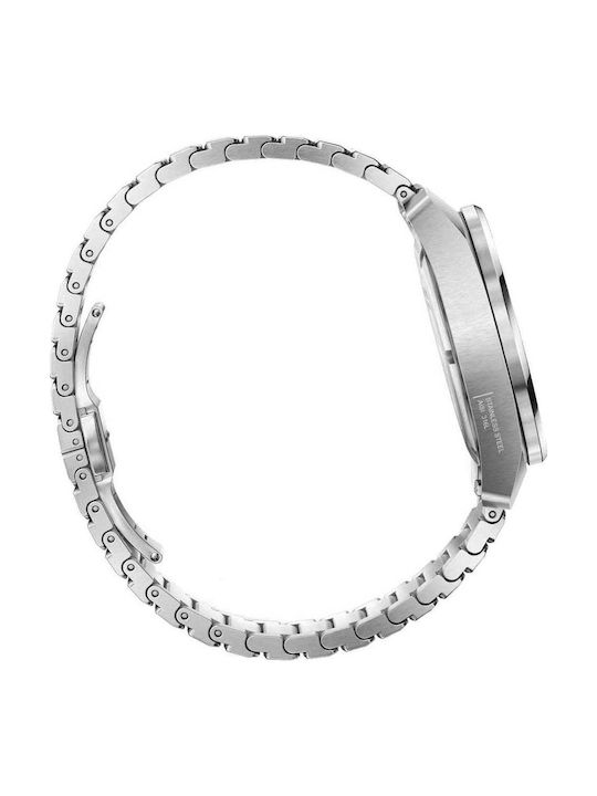Digital Men's Watch 39mm Solar with Silver Stainless Steel Bracelet