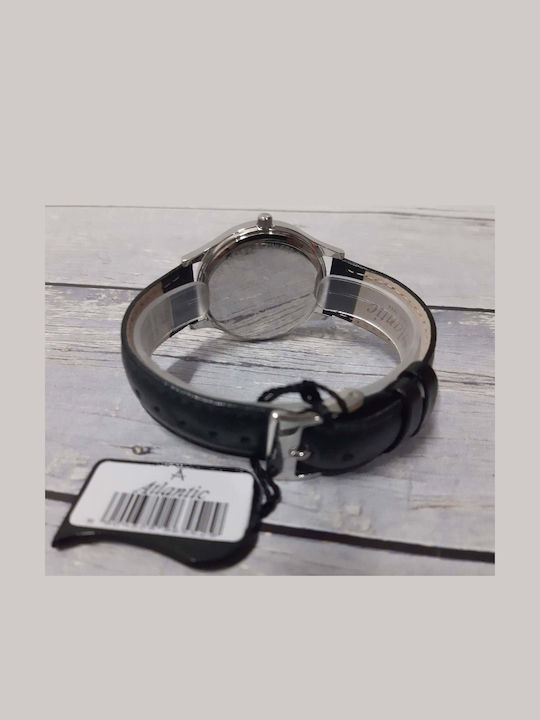 Men's Watch 40mm Battery with Leather Strap Black/White