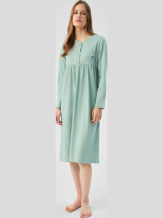 Minerva Winter Cotton Women's Nightgown Khaki