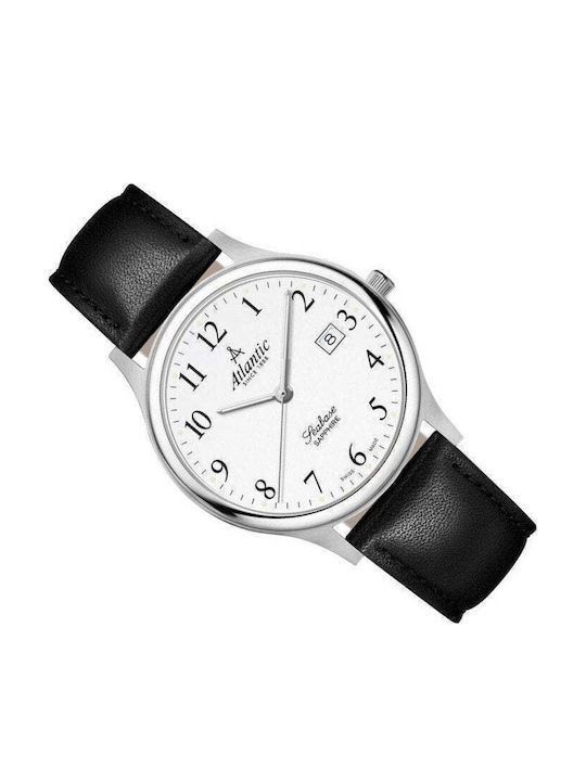 Men's Watch 40mm Battery with Leather Strap Black/White