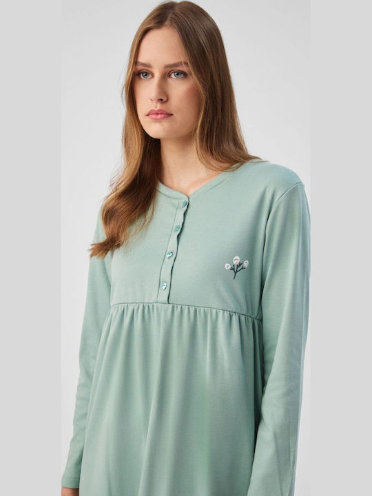 Minerva Winter Cotton Women's Nightgown Khaki