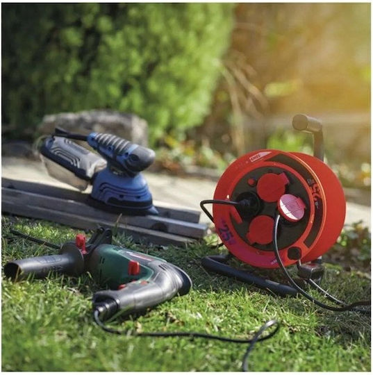 Emos Extension Cord Reel 4-Socket With 25m Cable 3 x 1mm² Cross Section And Waterproof Grounding