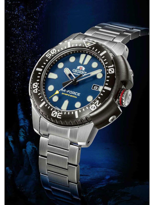 Orient M-Force Men's Automatic Watch with Silver Stainless Steel Bracelet
