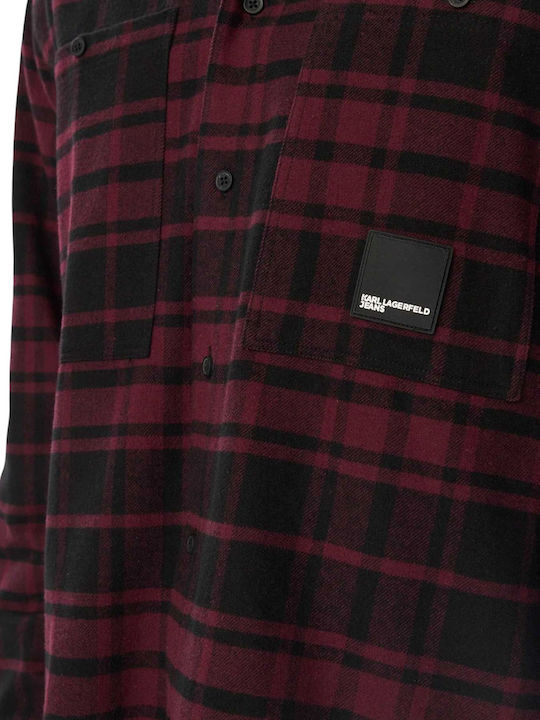 Фланелен Overshirt с Дълъг Ръкав, Тясна Кройка и Каре Multi
