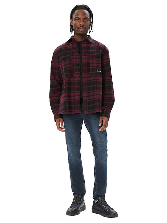 Фланелен Overshirt с Дълъг Ръкав, Тясна Кройка и Каре Multi