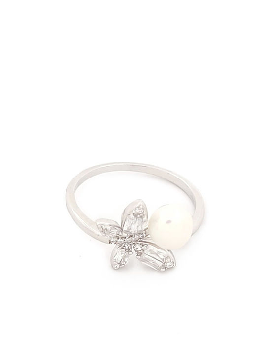 Women's Ring with Pearls & Zircon Made of Silver Women's Ring with Pearls & Zircon Made of Silver