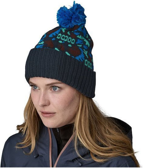 Pom Pom Beanie Unisex Strickmütze in Blau Farbe