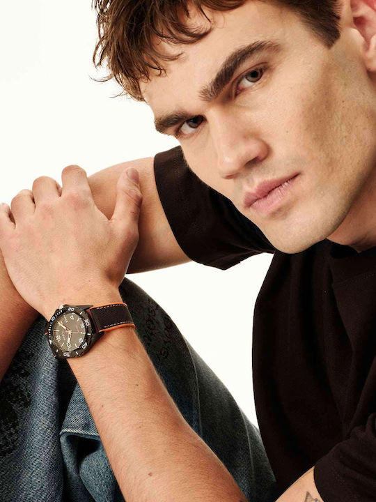Breil Men's Battery Watch With Black Fabric Strap