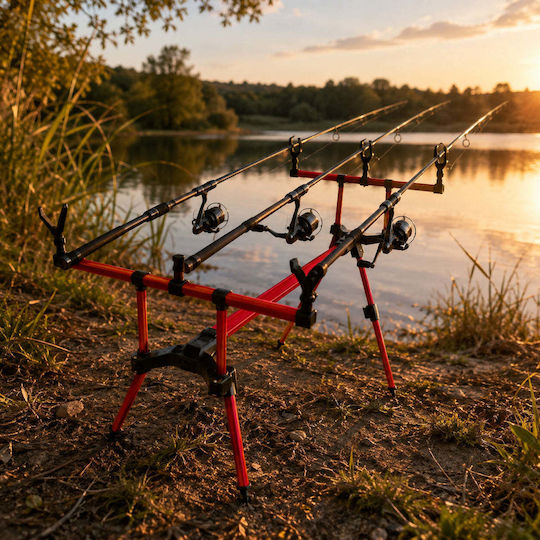 Foldable Rod Pod Fishing Rods Red Black