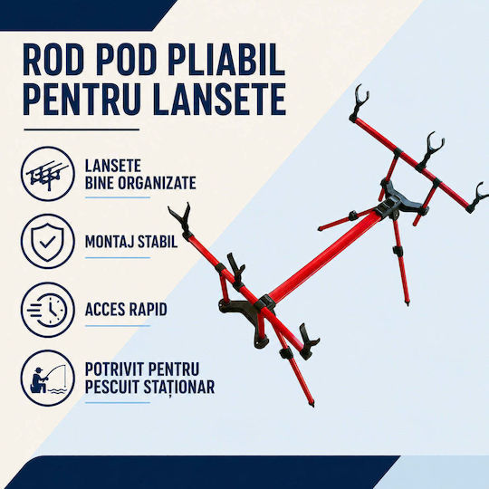 Foldable Rod Pod Fishing Rods Red Black
