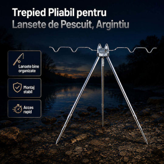 Foldable Tripod Fishing Rods Silver