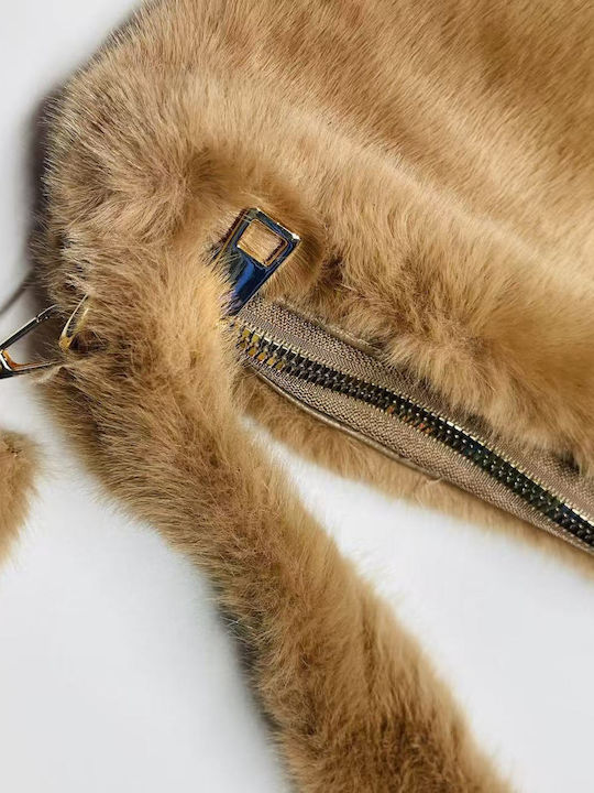 Damen-Hobo-Tasche aus Fell Braun