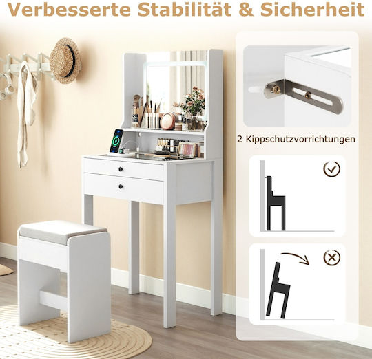 Schminktisch Herstellerfarbe Weiß 64x40x132cm Schminktisch Herstellerfarbe Weiß 64x40x132cm