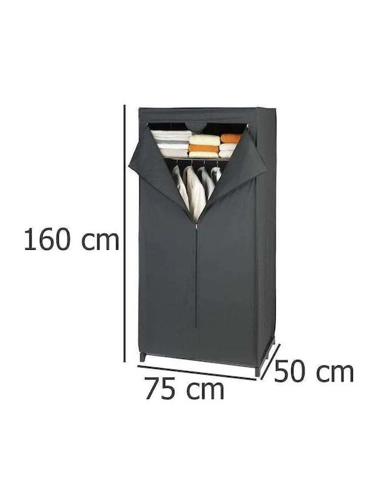 Alpina Платена Гардероба с Цип и Рафтове в Черен Цвят 160x75cm Alpina Платена Гардероба с Цип и Рафтове в Черен Цвят 160x75cm