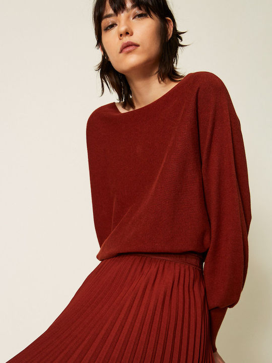 Midi Shirt Dress Knitted Red