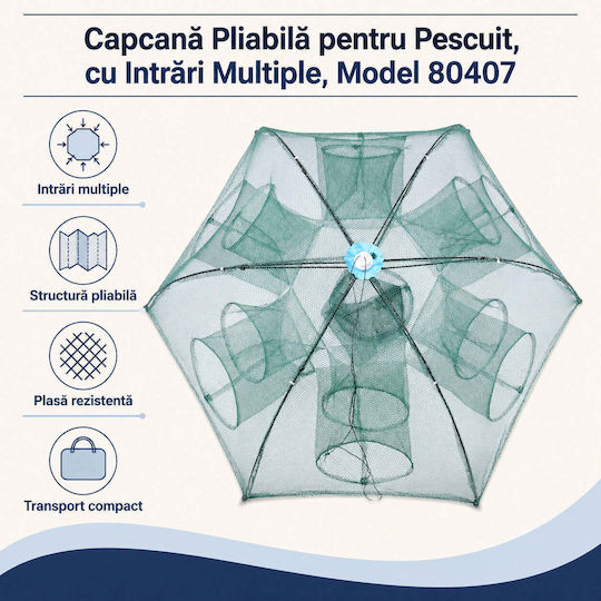 Capcană de Pește Pliabilă Multiple Intrări Model 80407