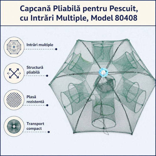 Capcană de Pește Pliabilă Multiple Intrări Model 80408