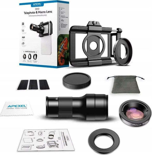 Apexel Lens Kit Apexel 2 1 Telephoto Lens 6x + Macro Lens 150 Mm Phones Apl-tm6