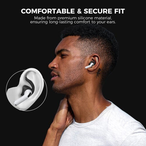 AHAstyle Pt60-4 1 Pair Silicone Ear Hooks AirPods 4 Size Large Black