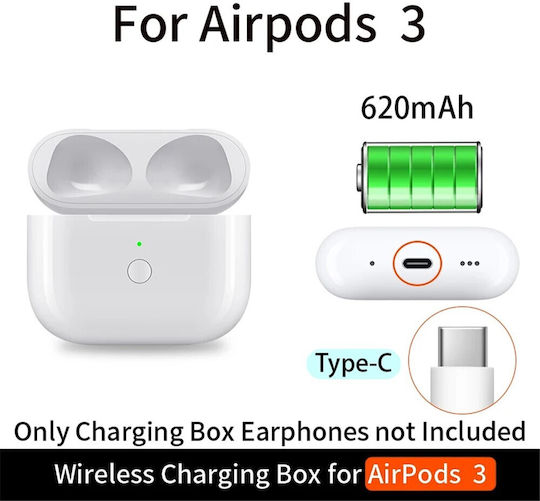 Bluetooth-Ohrhörer Zubehör Hülle Für Wireless Charging 620mah Apple AirPods 3 Typ-c