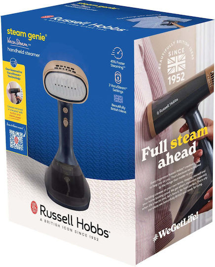 Russell Hobbs Genie VacuSteam Ατμοκαθαριστής Ρούχων Χειρός 1500W με Δοχείο 200ml Μαύρος