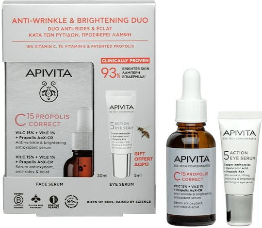 Apivita Bee Tech Concentrates C15 Propolis Correct Skin Care Set for Anti-ageing, Brightening & Moisturizing
