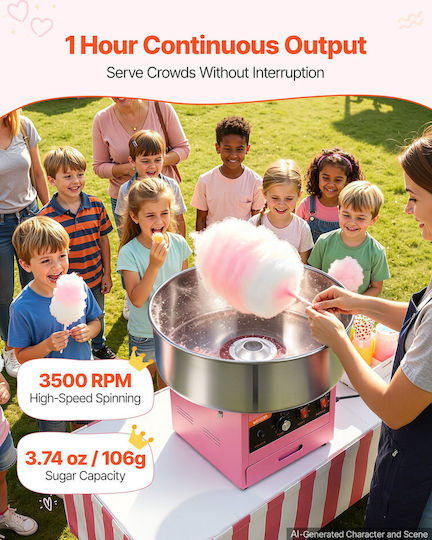 Vevor Candy Floss Maker 43.5cm Pink
