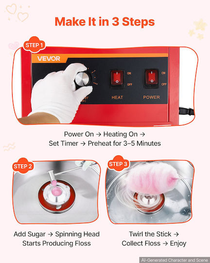 Vevor Cotton Candy Machine 43.5cm Red