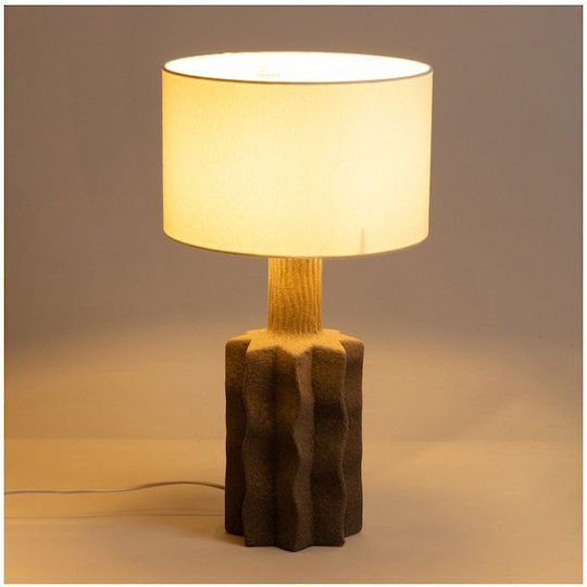 Eurolamp Veioză Ceramică pentru Dulie E27 LED cu Abajur Alb și Bază Gri