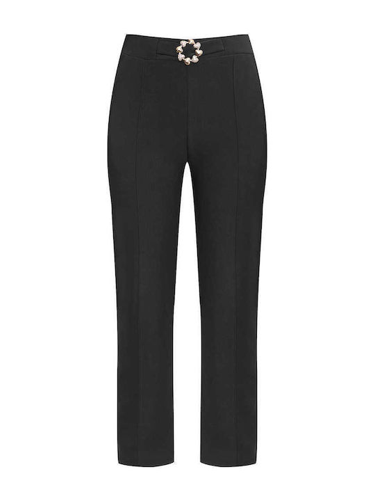 Celestino Дамски Панталон Еластичен С Копче Slim Fit Черен