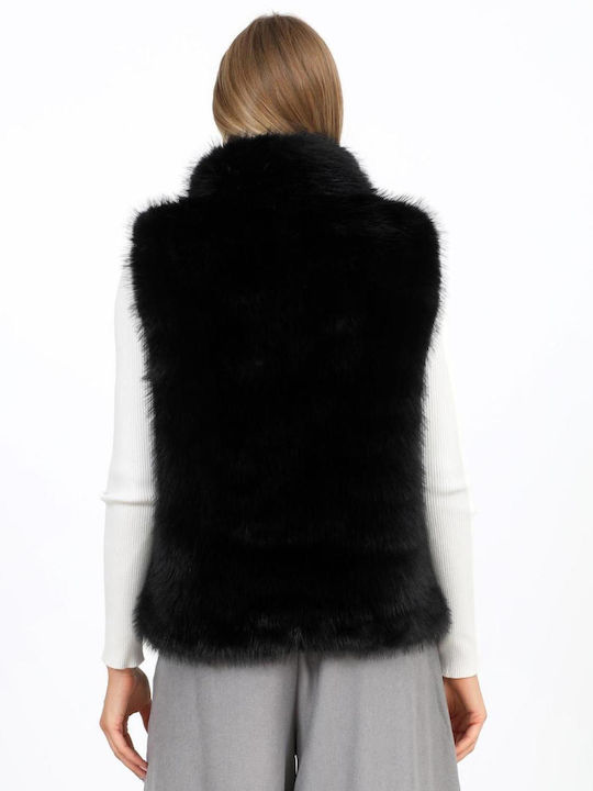 Sleeveless Short Women's Fur Black