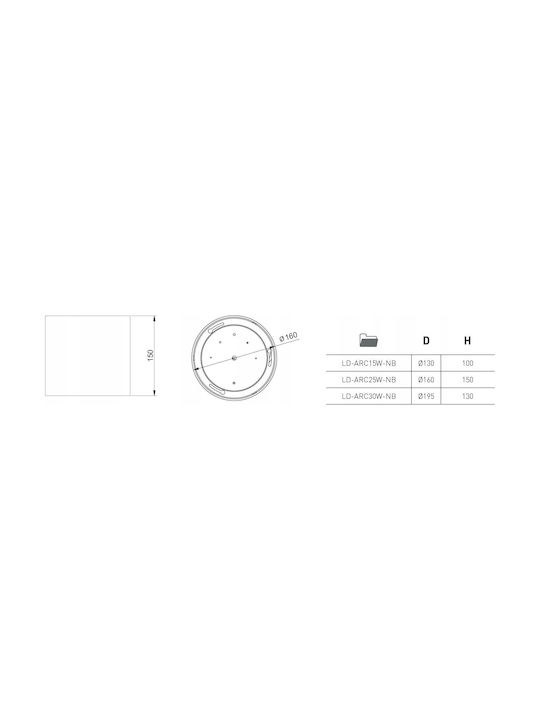 Gtv Таванна Лампа За Външен Пространство С Вградена LED Прозрачен LD-ARC30W-NB