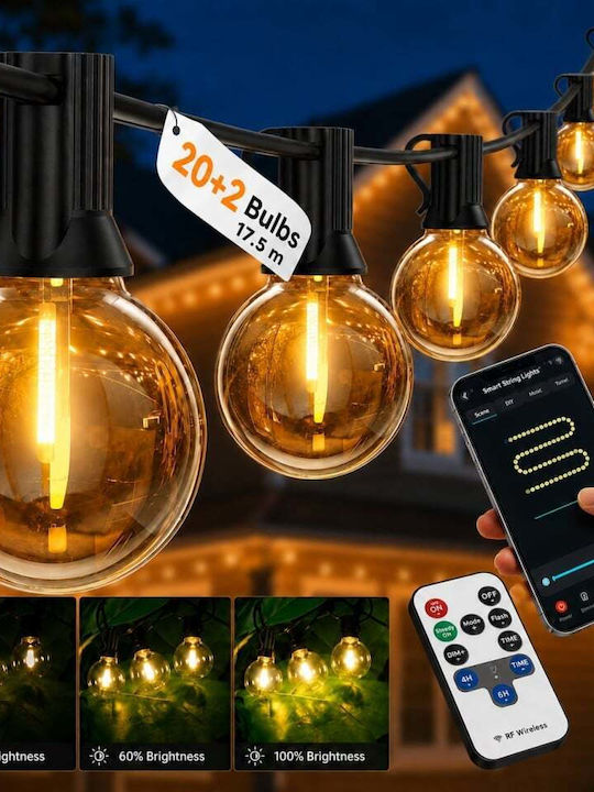 Luminiță Garland LED Etanșă 15m Alb Cald Luminiță Garland LED Etanșă 15m Alb Cald
