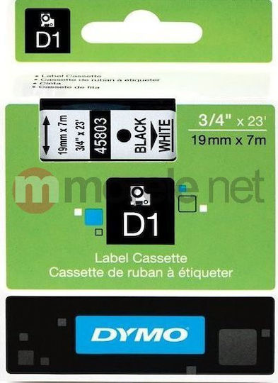 Dymo Етикетна лента 1m x 19mm в Черен Цвят Съвместима с Dymo D1, Dymo Rhino/IND