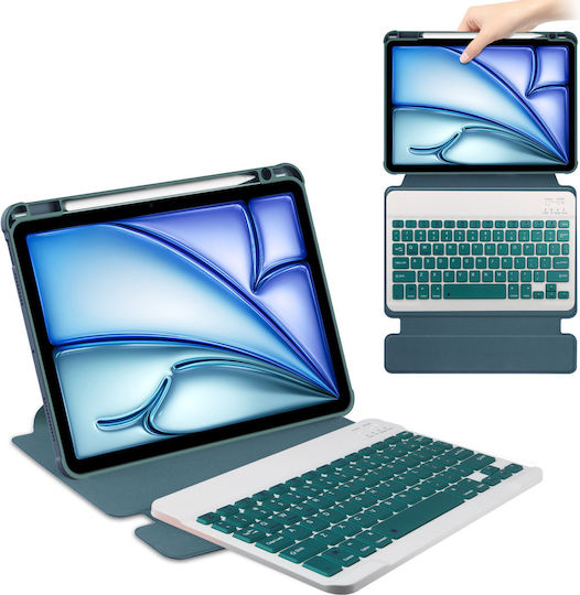 Uniq 360 Калъф за таблет Клавиатура Apple iPad 10.9 2022 Gen 10 11 2025 A16 Gen 11 Apple iPad 11 2025 Apple iPad 10 2024 Зелен Защитен