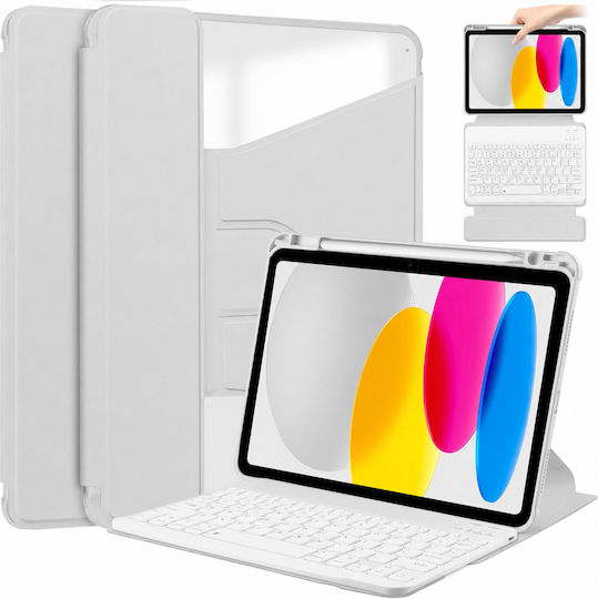 4kom L Защитен Калъф 360° Клавиатура iPad 10.9 2022 Gen 10 11 2025 A16 Gen 11 Сив