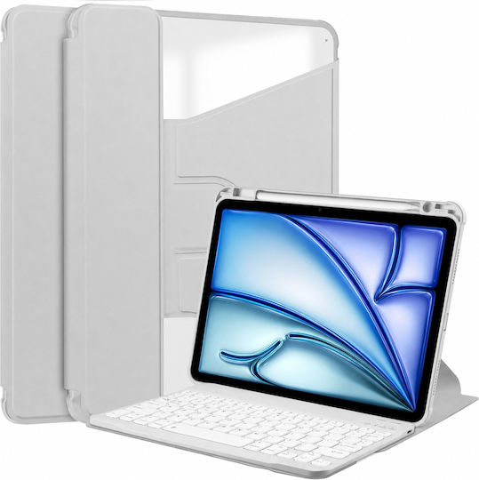 4kom L Защитен Калъф 360° Клавиатура iPad 10.9 2022 Gen 10 11 2025 A16 Gen 11 Сив