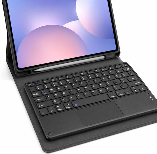 4KOM Калъф С Тъчпад Клавиатура За Galaxy Tab S10 Lite 10.9 Sm-x406 Sm-x400 2025 Защитен Черен