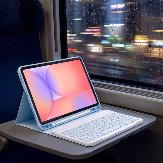 4KOM L Защитен калъф с клавиатура за Galaxy Tab S10 Lite 10.9'' SM-X406 SM-X400 2025 Син