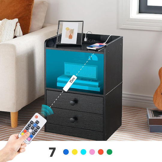 Wooden Black Bedside Table 38x26.5x56cm